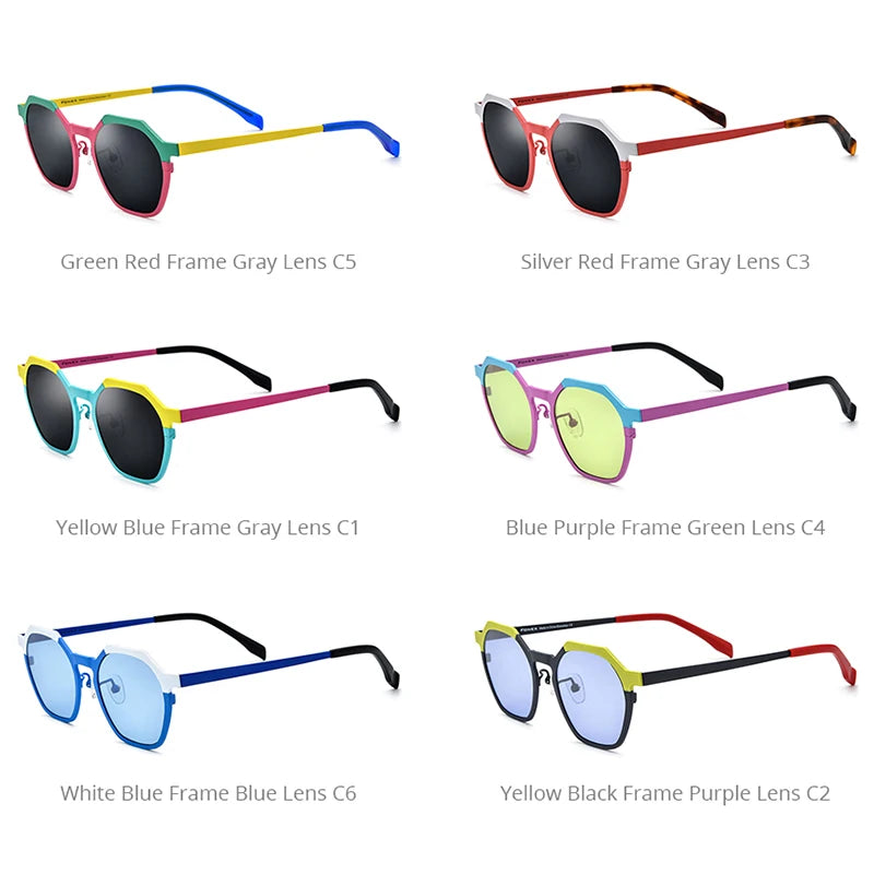 FONEX Sonnenbrille aus reinem Titan für Herren, Retro-Mode, Polygon, polarisierte Sonnenbrille 2024, neue bunte Damen-UV400-Sonnenbrille F85814T