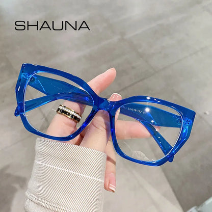 SHAUNA Monture de lunettes rétro anti-lumière bleue pour femmes Monture de lunettes optiques surdimensionnée