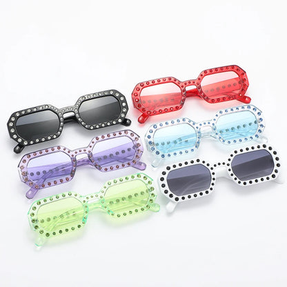 New Fashion Trend Rhinestone Glasses Personality Sun Glasses Female Ins Popular Colorful Eyewear For Women Men UV400