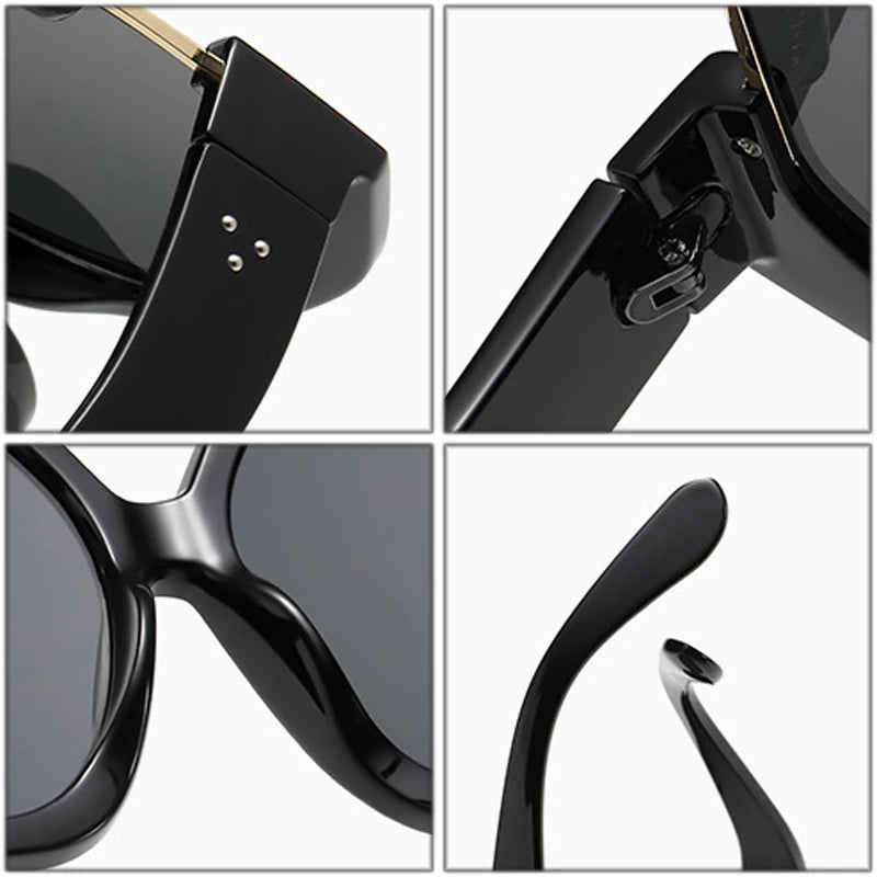 SHAUNA Fashion Polygon Square Women Oversized Sunglasses Retro Rivets Men Trending Gradient Sun Glasses Shades UV400