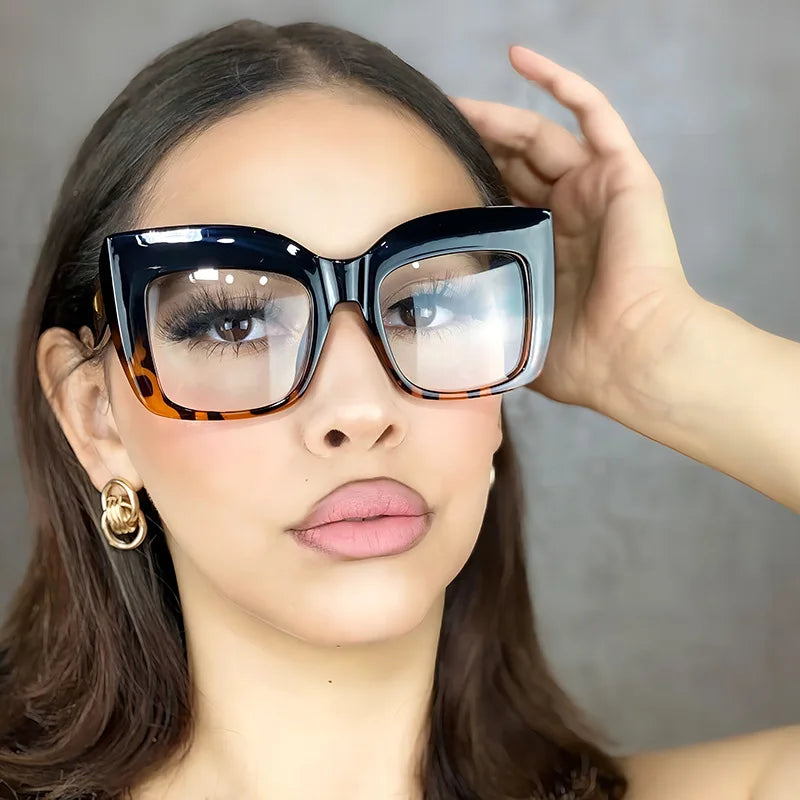 2024 neue Mode Übergroße Frauen Anti Blau Licht Brille Für Männer Retro Quadratischen Rahmen Klare Linse Lesen Weibliche Brillen