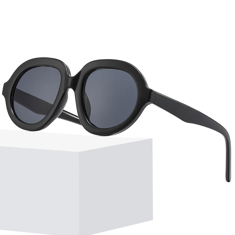 Lunettes de soleil ovales rétro pour femmes, classiques noires, marque de mode pour hommes, monture au design minimaliste, lunettes de vue de rue