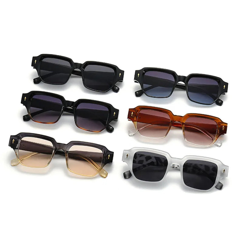 SHAUNA Vintage Women Rivets Square Sunglasses Fashion Men Shades UV400