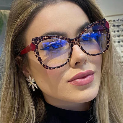 SHAUNA Fashion TR90 Cat Eye Women Double Color Glasses Frame Retro Spring Hinge Clear Anti-Blue Light Eyewear Men Optical Frame