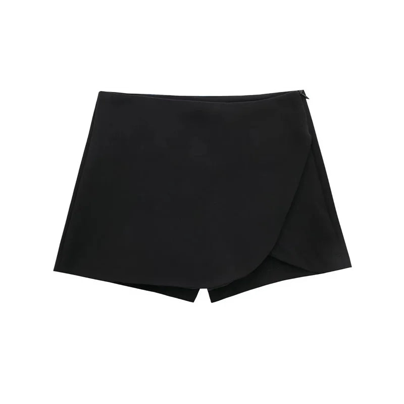 ONKOGENE 2024 Schwarz Mini Rock Shorts Frau Mode Asymmetrische Skort Für Frauen Hohe Taille Kurze Röcke Frau Sommer Casual Shorts