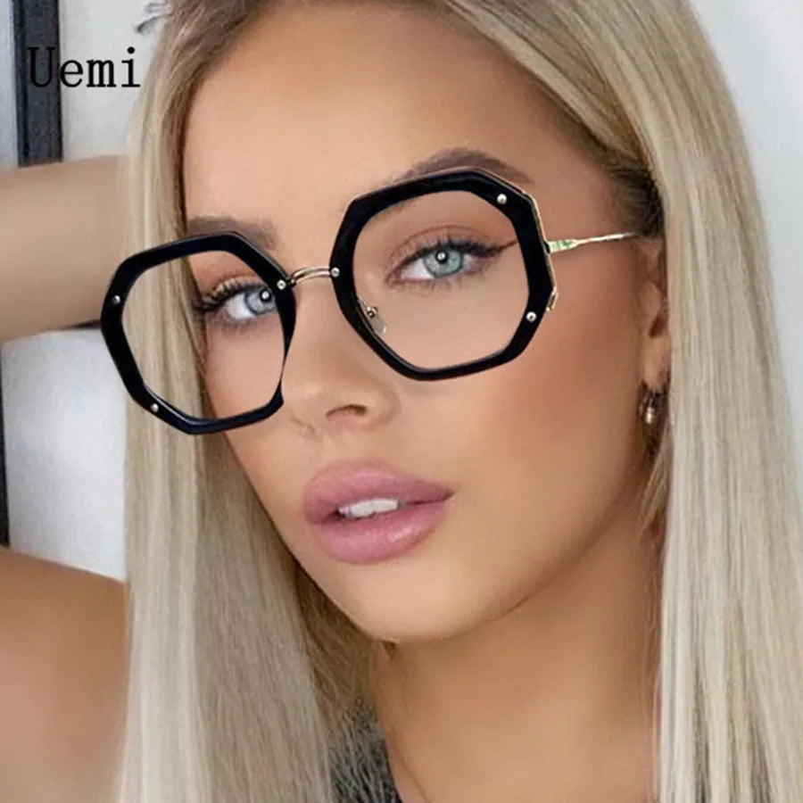 Lunettes de lecture carrées surdimensionnées à la mode pour femmes, anti-lumière bleue, de luxe, de haute qualité, transparentes, tendance, pour ordinateur