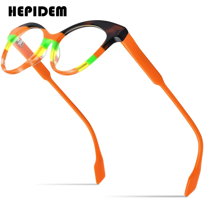 HEPIDEM Multicolor Acetate Glasses Women Brand Designer Cat Eye Eyeglasses Ladies Spectacle Eyewear 9257