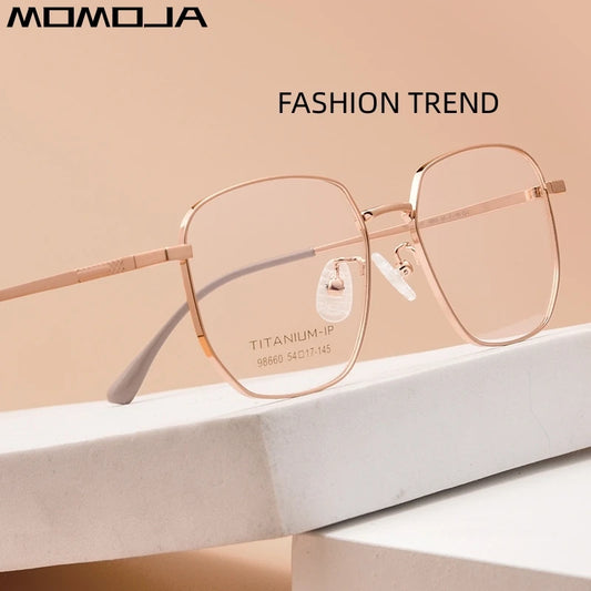 MOMOJA New Fashion Eyewear Ultra Light Retro Titanium Eyeglasses Myopia Optical Prescription Glasses Frame For Women 98660A