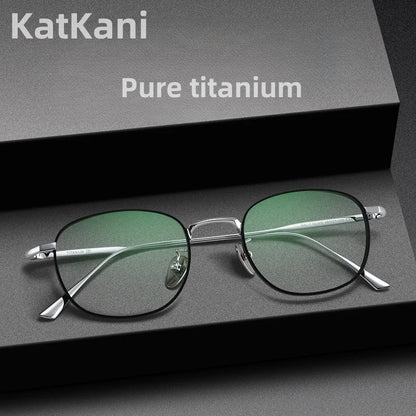 KatKani  New Retro Round Pure Titanium Men's Eyeglass Frame Ultra lLight Optical Prescription Eyeglass Frame Female 10518