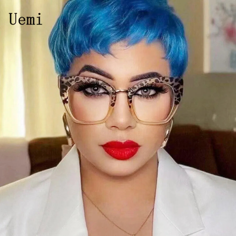 New Fashion Women Blue Light Glass Cat Eye Glasses Frame Leopaard Eyeglasses For Female Retro Computer Claear Reading Clear Fram