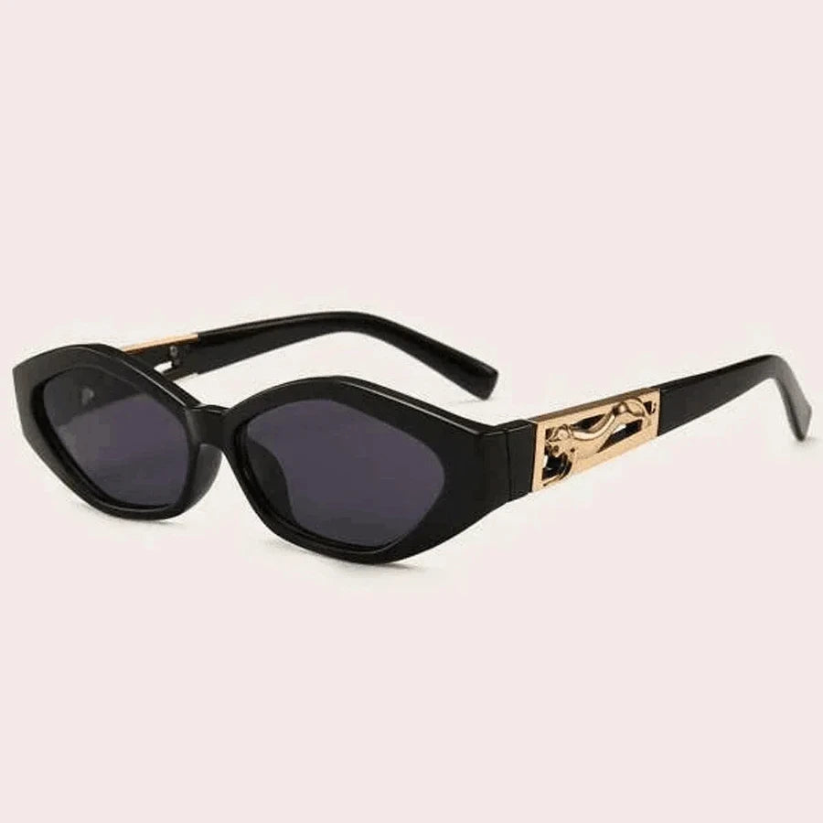 Retro Small Frame Polygon Cat Eyes Women Sunglasses Brand Designer Fashion Cheetah Decoration Ladies Sun Glasses UV400