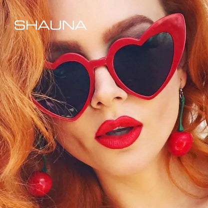 SHAUNA Metal Hinge Popular Heart Sharp Women Cat Eye Sunglasses Fashion Candy Colors Glasses UV400