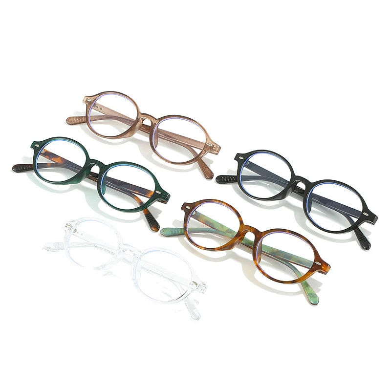 SHAUNA Oval Women Retro Rivets Glasses Frame Clear Anti Blue Light Eyewear Men Optical Frame