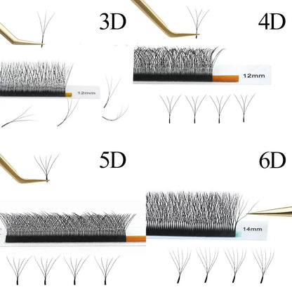 NAGARAKU 3D 4D 5D 6D W Forme Préfabriquée Fans Extensions de Cils Floraison Automatique Naturel Doux Léger Plein Dense