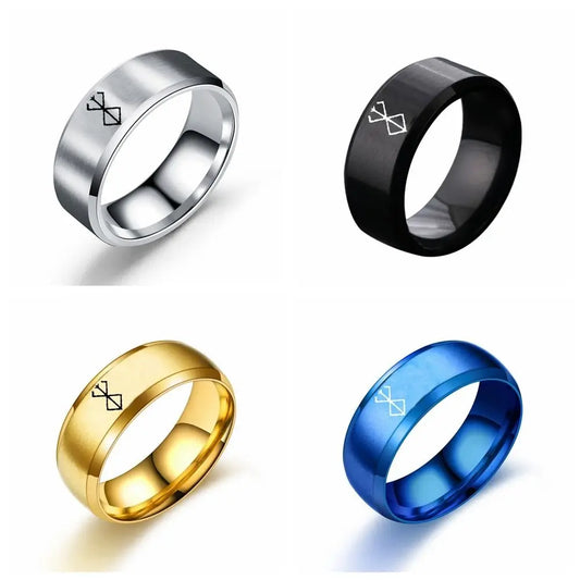 Gedenk-Anime-Ring Mode Laser Edelstahl Anime Peripheriegeräte 4 Farben Geschenk Berserk Ring Mädchen