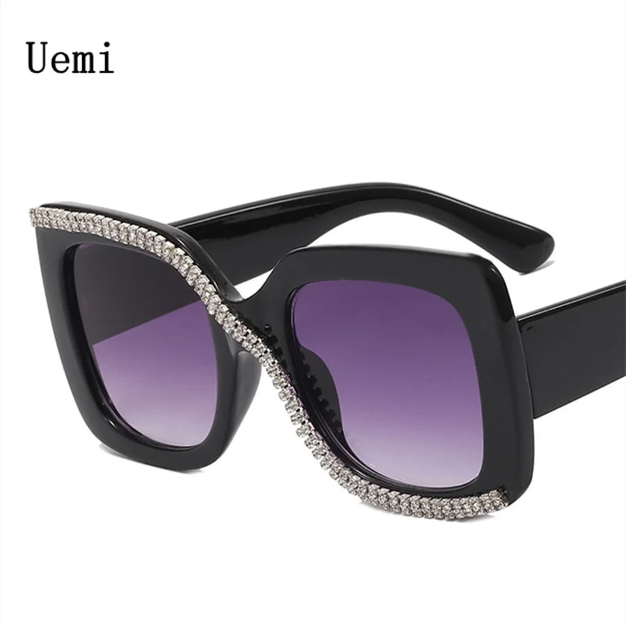 Fashion Diamond Designer Square Sunglasses For Women Men Retro Oversized Frame Ins Trending Ladies Luxury Sun Glasses UV400 Eyeg