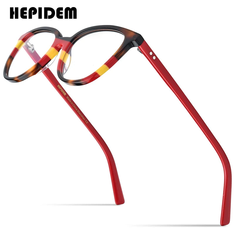 Lunettes de vue en acétate multicolore HEPIDEM pour femmes Lunettes de vue œil de chat de créateur Lunettes de vue pour dames 9259