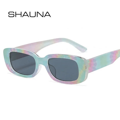 SHAUNA Vintage Small Rectangle Sunglasses Macaron Matte Sun Glasses Men Shades UV400