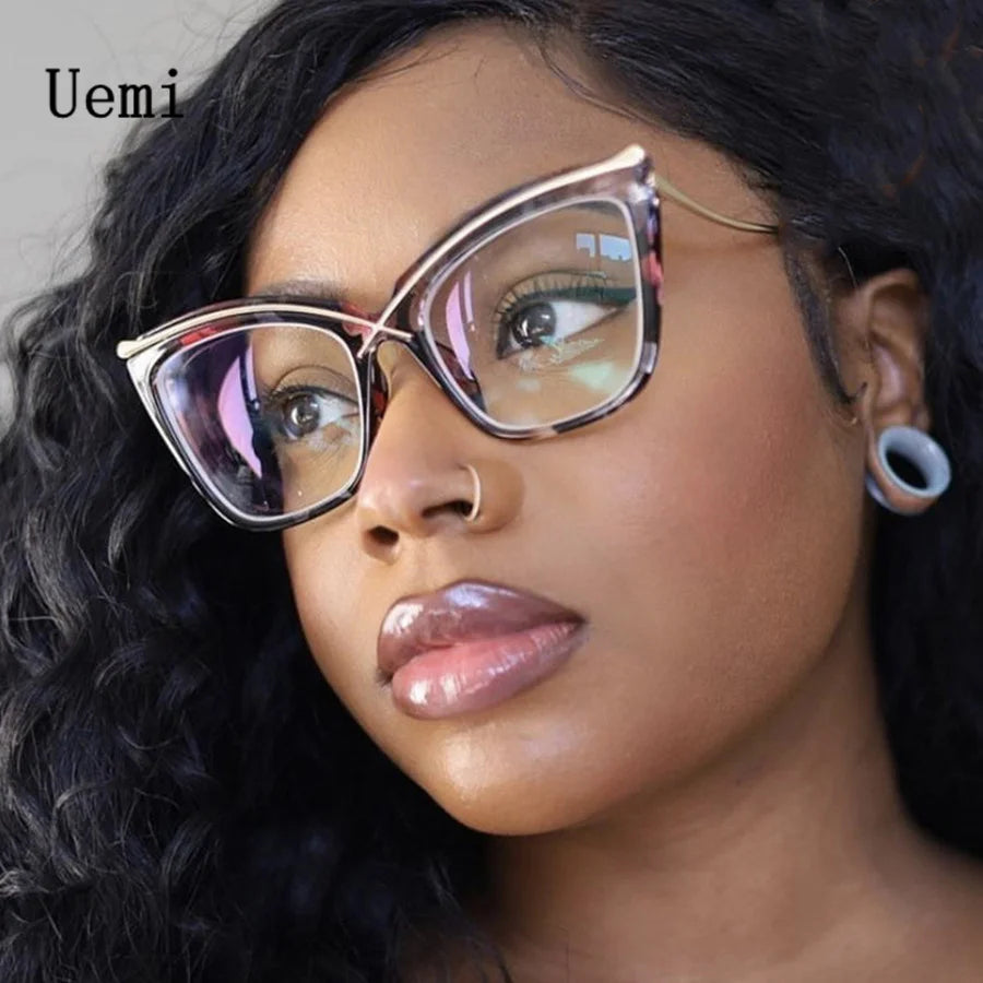 Lunettes de lecture rétro tendance pour femmes, monture en métal œil de chat, verres transparents pour ordinateur