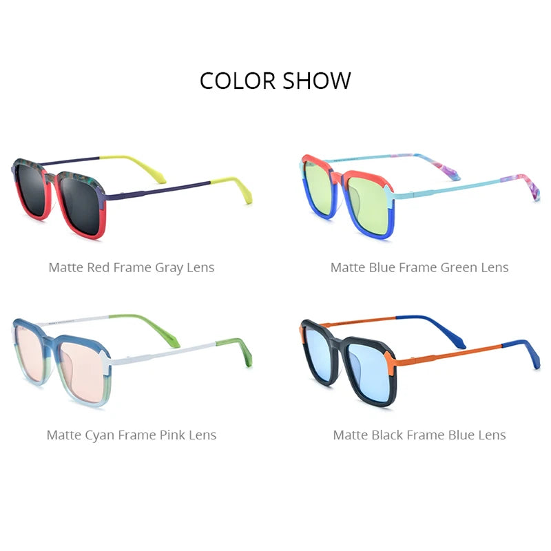 FONEX Bunte Acetat Titan Polarisierte Sonnenbrille Männer Einfache Fashion Square UV400 Sonnenbrille 2023 Neue Frauen Shades F85786T