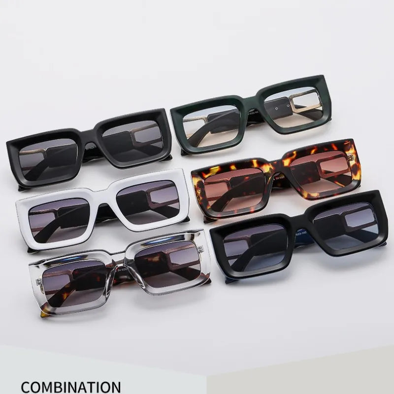 New Fashion Luxury Brand Square Sunglasses For Women Men Retro Double Color Frame Sun Glasses Ins Trending Shades UV400 Eyeglass