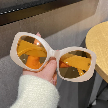 SHAUNA Fashion Oversized Cat Eye Women Sunglasses Shades UV400 Retro Men Matte Candy Color Sun Glasses