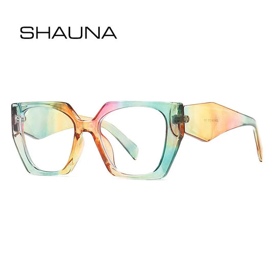 SHAUNA Rétro Polygone Oeil de Chat Femmes Lunettes de Soleil Marque de Mode Designer Coloré Dégradé Hommes Lunettes de Soleil Nuances UV400