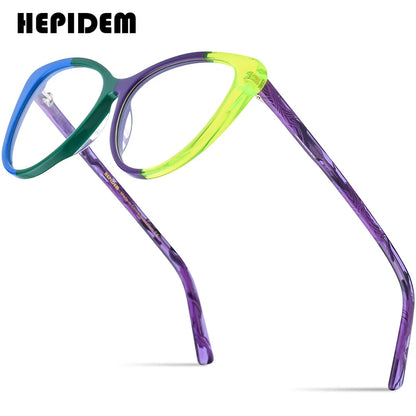 HEPIDEM Multicolor Acetate Glasses Women 2023 New Cat Eye Eyeglasses Cateye Spectacles Eyewear H9299