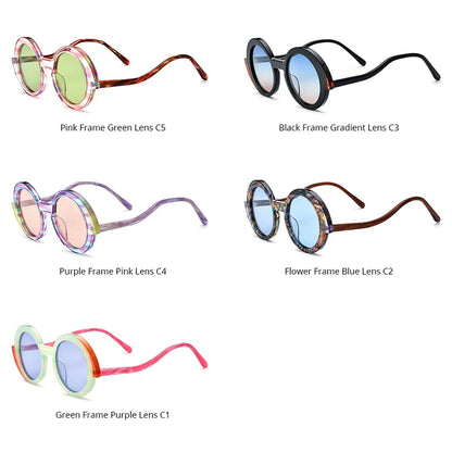 HEPIDEM Polarisierte Sonnenbrille aus Acetat für Herren 2024, neue Retro-Trend-Sonnenbrille in S-Form, rund, UV400, Damen-Sonnenbrille, H9354T