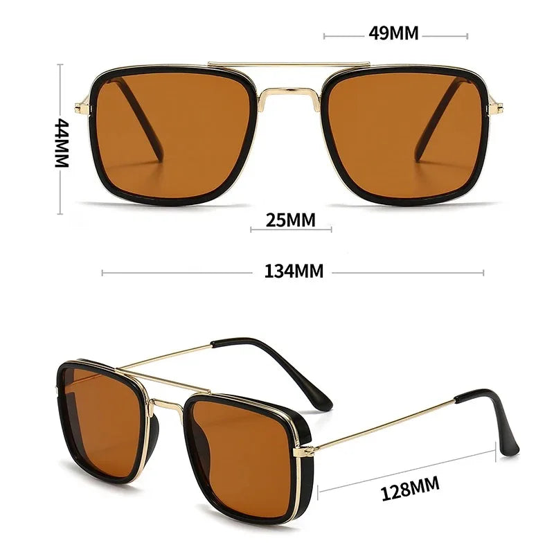 Fashion Sunglasses European and American Metal Small Square Frame Korean Version Glasses Retro Square Sunglasses UV Protection