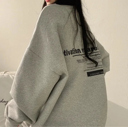 Neu Übergroßen Hoodie Frauen Sweatshirts Langarm Hoodies Casual Brief Drucken Lose Pullover Harajuku Sweatshirt Weibliche Ins