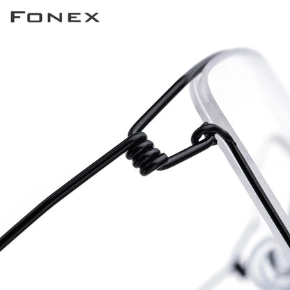 FONEX Titanium Alloy Glasses Men Eyeglasses Frame New Women Korean Morten Screwless Eyewear 98624