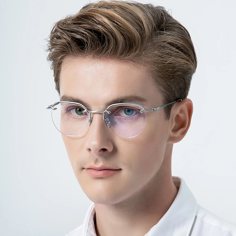 FONEX Brille aus reinem Titan für Damen, Vintage, quadratisch, für Herren, Brille, BYY0041