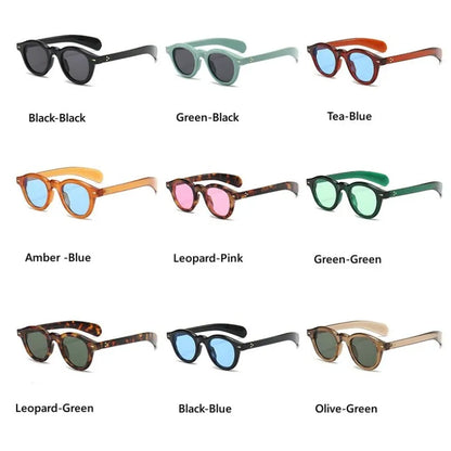 Nouvelles lunettes de soleil rondes rétro pour hommes et femmes, monture vintage à rivets, design, petite monture, nuances simples et tendance, lunettes UV400