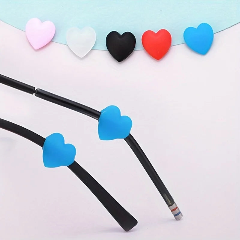 6sets Heart Glasses Ear Grip Cute Love Sports Eyeglasses Ear Hook Silicone Anti Slip Eyewear Temple Tips Sleeve Retainer Holder