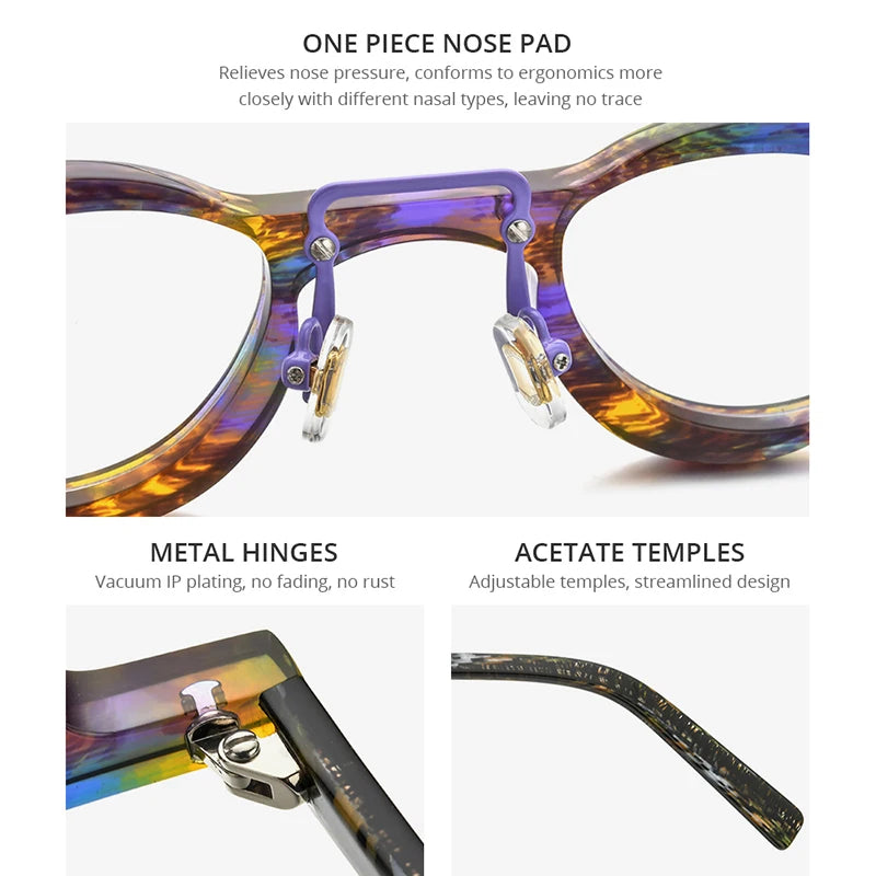 HEPIDEM Acetate Eyeglasses Frame Men Vintage Retro Small Round Glasses Women Spectacles Eyewear 9175