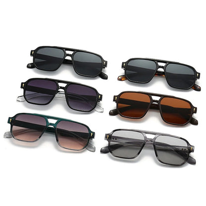 SHAUNA Retro Double Bridges Square Sunglasses Women Gradient Shades UV400 Fashion Brand Designer Rivets Men Sun Glasses