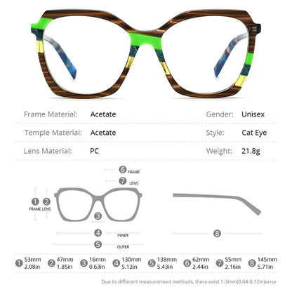 HEPIDEM Multicolor Acetate Eyeglasses Frame Women 2023 New Cat Eye Glasses Cateye Spectacles Eyewear 9278