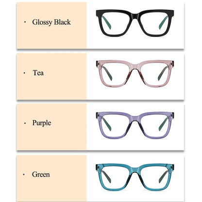 SHAUNA Spring Hinge Fashion TR90 Women Square Glasses Frame Anti-blue Light Optical Computer Eyeglasses