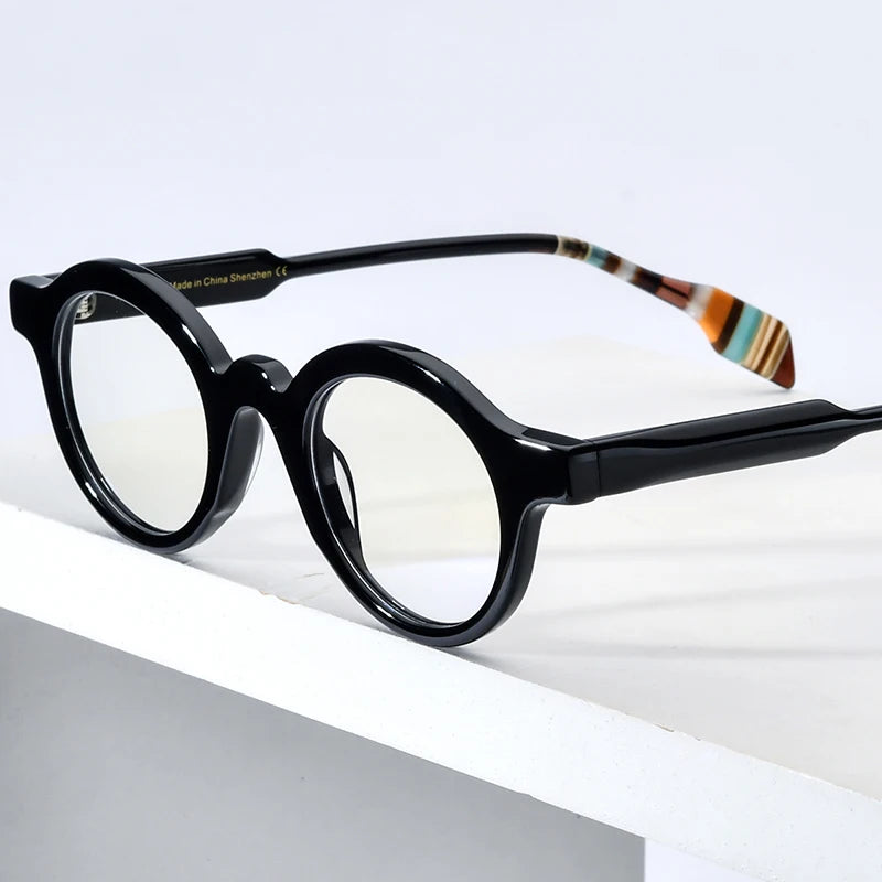 HEPIDEM Multicolor Acetate Glasses Men Retro Small Round Eyeglasses Women Frame Spectacles Eyewear 9226