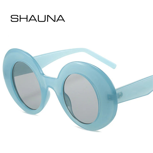 SHAUNA Ins Lunettes de soleil ovales tendance à contraste de couleur pour femmes, nuances UV400 rétro bleu rouge tendance hommes punk lunettes de soleil