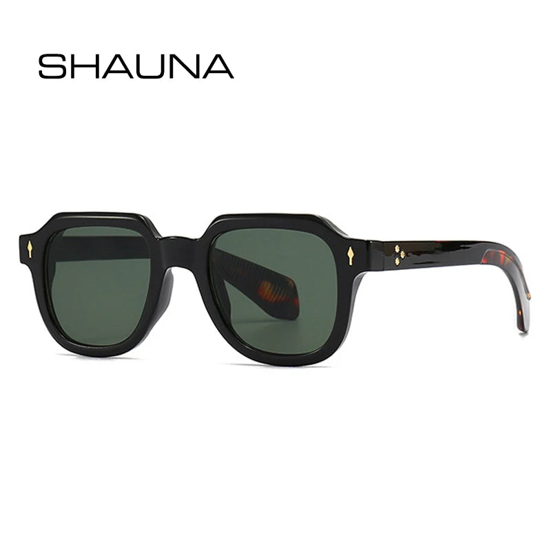 SHAUNA Retro Square Men Sunglasses Fashion Trending Metal Rivets Women Punk Gradient Shades UV400 Sun Glasses