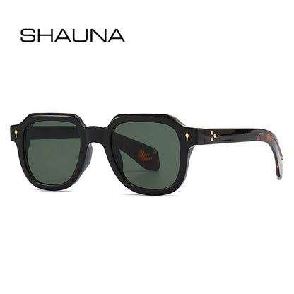 SHAUNA Lunettes de soleil rétro carrées pour hommes et femmes, tendance, rivets métalliques, punk, dégradé, UV400