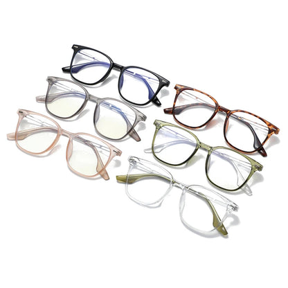 SHAUNA Retro Square TR90 Metal Glasses Frame Women Fashion Clear Anti-blue Light Eyewear Men Optical Rivets Frames