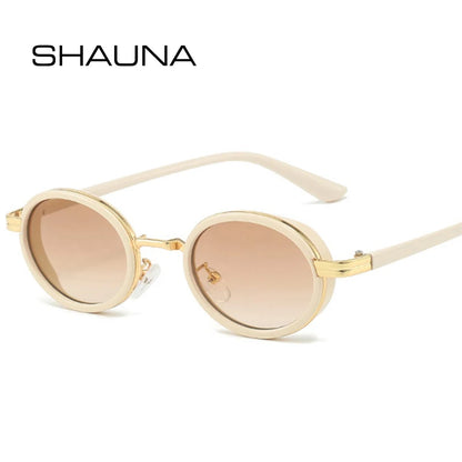 SHAUNA Lunettes de soleil ovales tendance pour femmes et hommes, verres dégradés vintage UV400