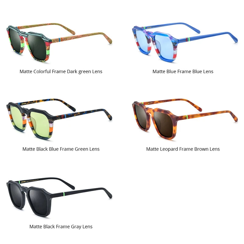 HEPIDEM Matte Acetat Polarisierte Sonnenbrille Männer 2023 Neue UV400 Bunte Retro Trendy Quadratische Sonnenbrille Frauen Shades H9292T