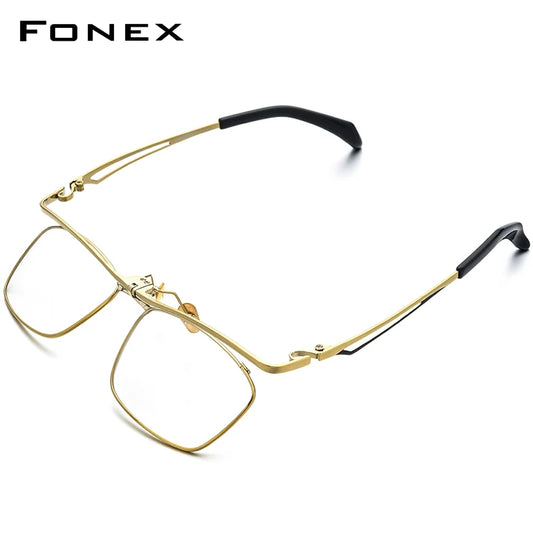 FONEX 180° Flip Titanium Glasses Men 2022 New Square Eyeglasses Frame Full Frames Korean Eyewear F8043