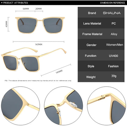 SHAUNA New Sunglasses Women Fashion Square Shades UV400 Retro Metal Frame Men Trending Sun Glasses