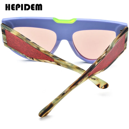 HEPIDEM Acetat Polarisierte Sonnenbrille Frauen 2024 Neue Retro Bunte Trendy Fashion Cat Eye Sonnenbrille UV400 Männer Shades H9367T