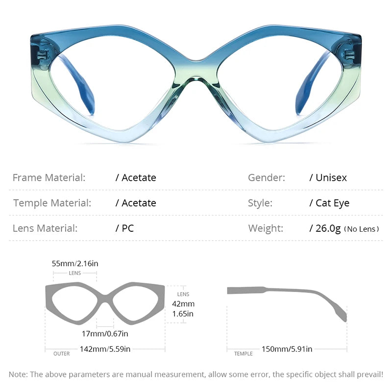 Lunettes en acétate dégradé HEPIDEM pour hommes et femmes, design diamant, œil de chat, lunettes de vue 2023, lunettes H9333